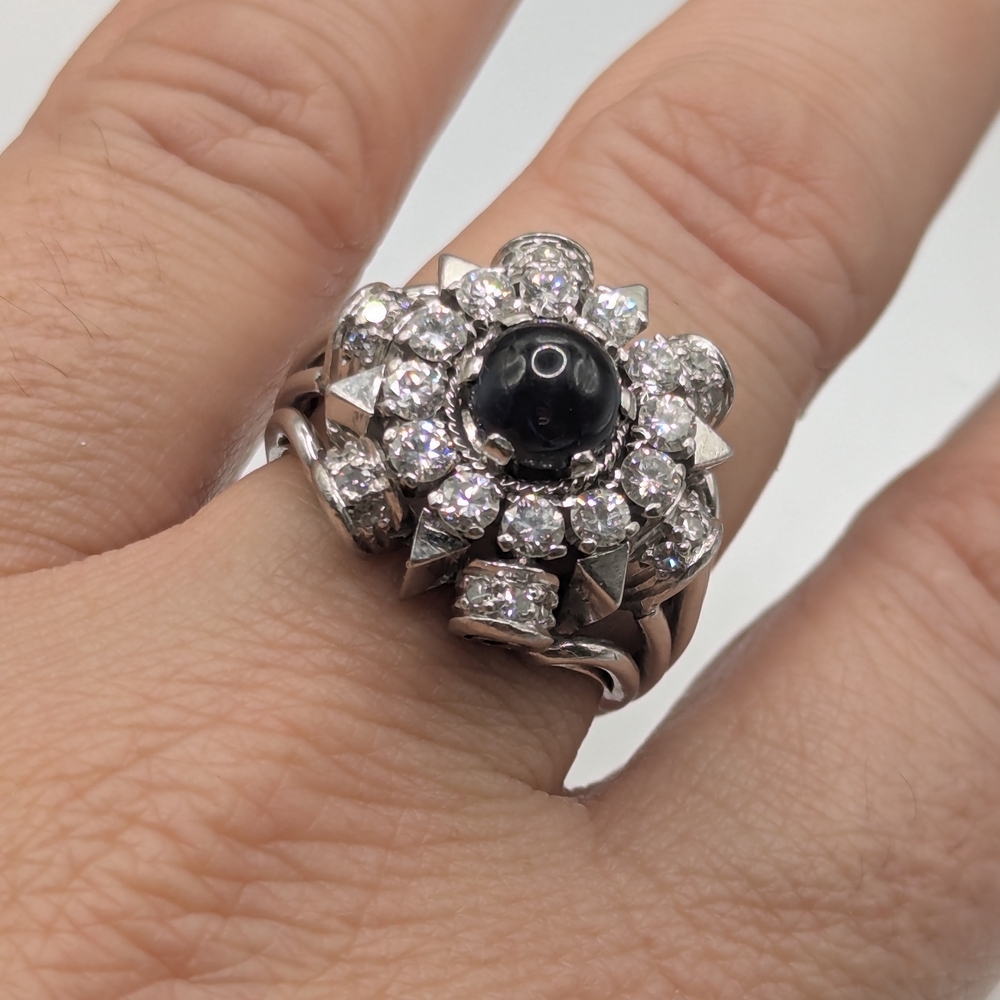 Stunning Art Deco Platinum Sapphire And Diamond Ring